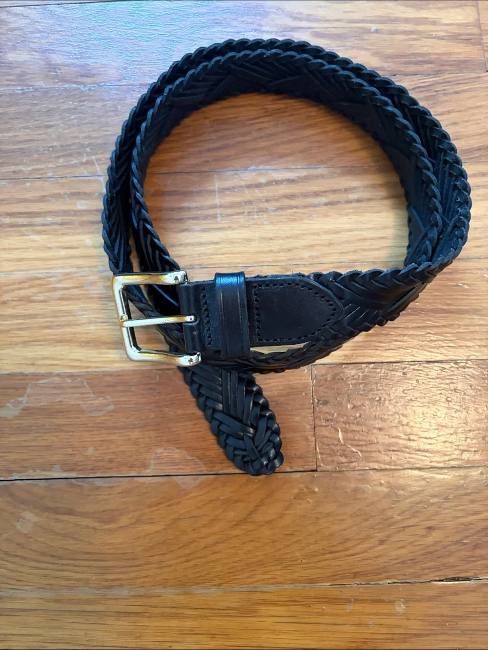 J. Crew Black Braided Leather Belt with Gold-Tone Buckle - Picture 5 of 8
